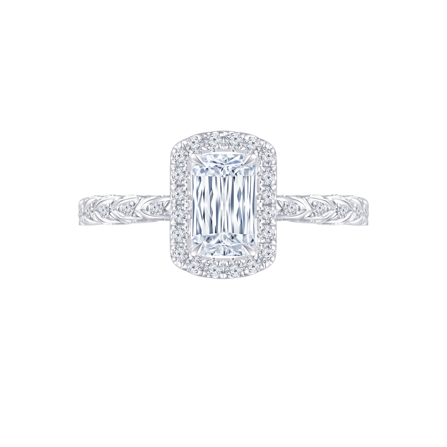 ASHOKA® 18K/750 白色黃金天然鑽石戒指