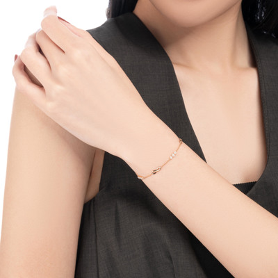 18K 紅色黃金天然鑽石鑲嵌手鏈