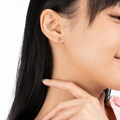 14K Rose and White Color Gold Gold Earrings