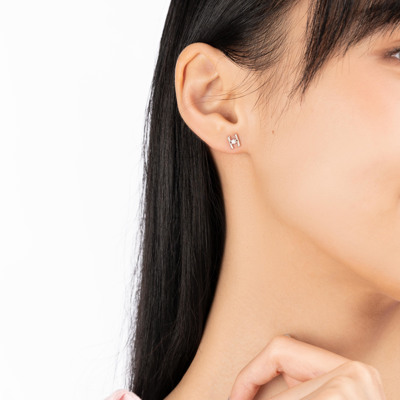 18K 白色黃金天然鑽石鑲嵌單隻耳環