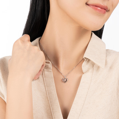 18K 白色黃金天然鑽石吊墜