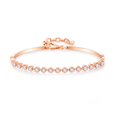 18K 紅色黃金天然鑽石鑲嵌手鐲