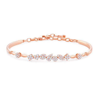 18K 紅色黃金天然鑽石鑲嵌手鐲