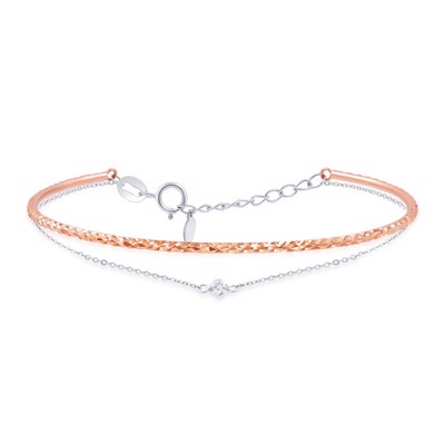 14K 紅白色黃金淨金手鐲