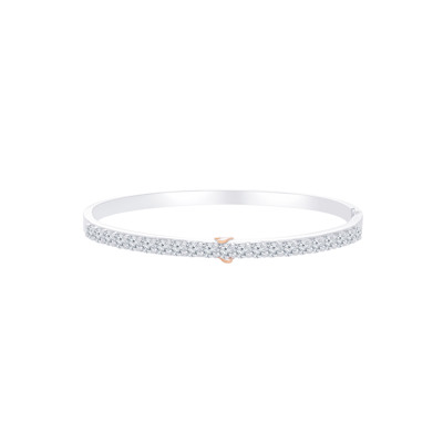  18K Rose and White Color Gold Natural Diamond Bangle