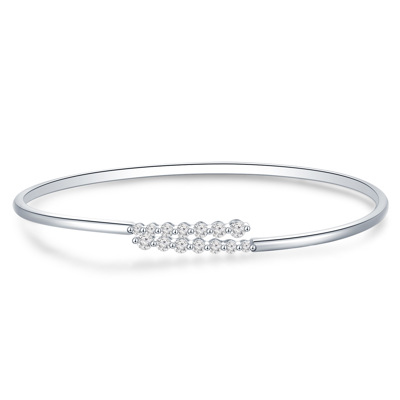 18K 白色黃金天然鑽石鑲嵌手鐲