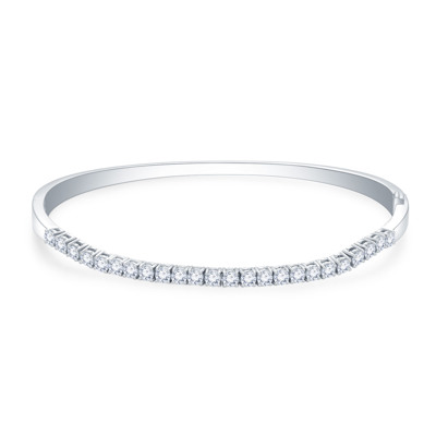 18K 白色黃金天然鑽石鑲嵌手鐲