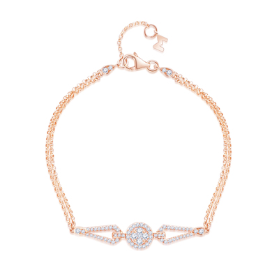 18K 紅色黃金天然鑽石鑲嵌手鏈