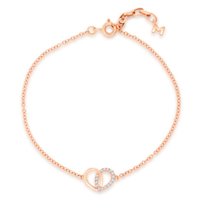 18K 紅色黃金天然鑽石鑲嵌手鏈