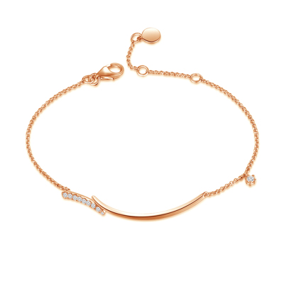 18K 紅色黃金天然鑽石鑲嵌手鏈