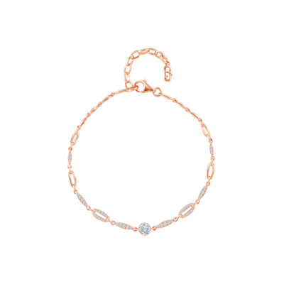  18K 紅色黃金天然鑽石鑲嵌手鏈