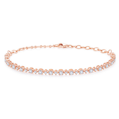 18K 紅色黃金天然鑽石鑲嵌手鏈