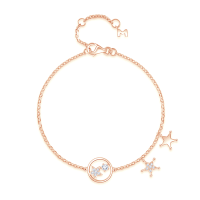 18K 紅色黃金天然鑽石鑲嵌手鏈