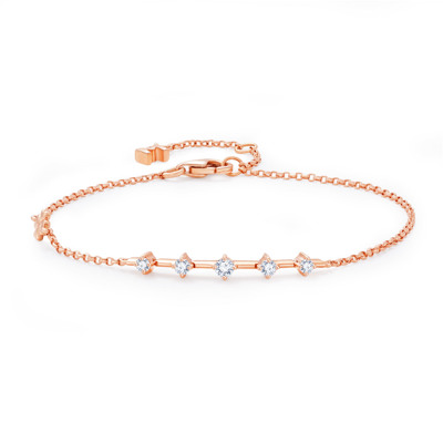 18K Rose Color Gold Natural Diamond Bracelet
