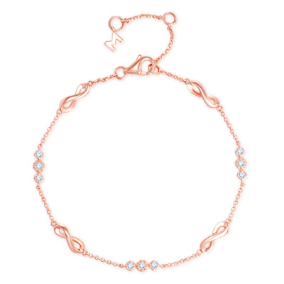 18K 紅色黃金天然鑽石鑲嵌手鏈