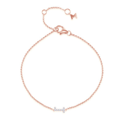 14K 紅色黃金天然鑽石鑲嵌手鏈