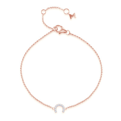 14K 紅色黃金天然鑽石鑲嵌手鏈