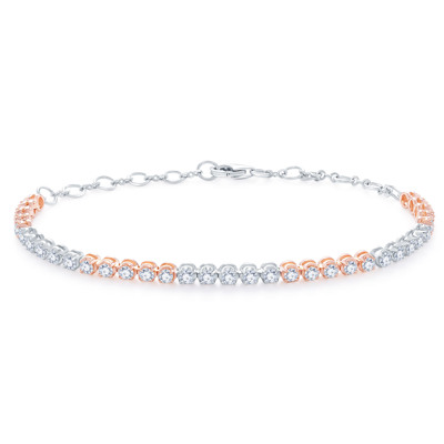 18K 紅白色黃金天然鑽石鑲嵌手鏈