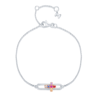 18K Rose and White Color Gold Color Stone Bracelet