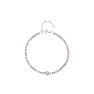  18K 白色黃金天然鑽石鑲嵌手鏈