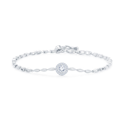 18K 白色黃金天然鑽石鑲嵌手鏈