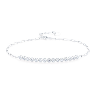 18K 白色黃金天然鑽石鑲嵌手鏈