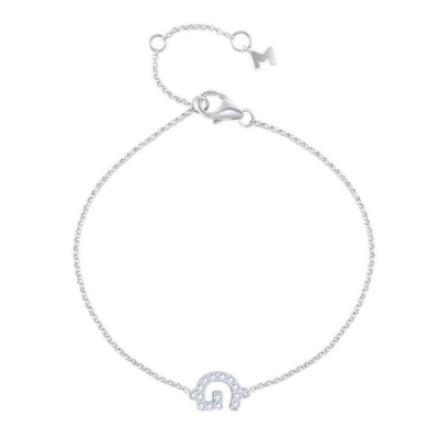 14K 白色黃金天然鑽石鑲嵌手鏈