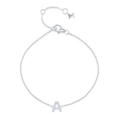 14K 白色黃金天然鑽石鑲嵌手鏈