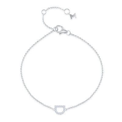 14K 白色黃金天然鑽石鑲嵌手鏈