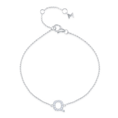 14K 白色黃金天然鑽石鑲嵌手鏈