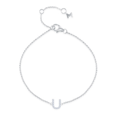 14K 白色黃金天然鑽石鑲嵌手鏈