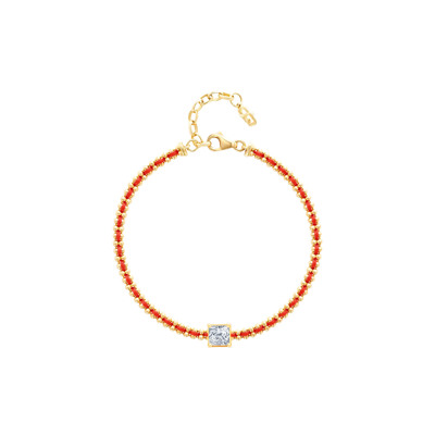  18K 黃色黃金天然鑽石鑲嵌手鏈