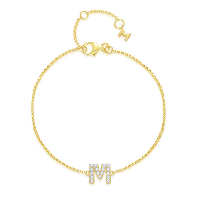 14K 黃色黃金天然鑽石鑲嵌手鏈