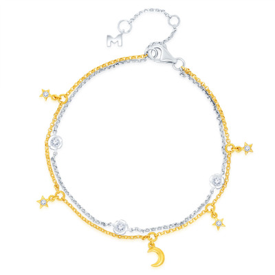 18K 黃白色黃金天然鑽石鑲嵌手鏈