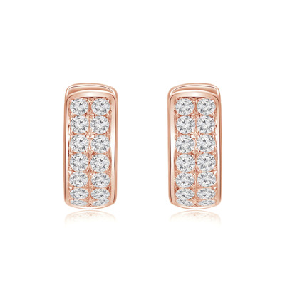 18K 紅色黃金天然鑽石鑲嵌耳環