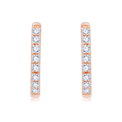 18K 紅色黃金天然鑽石鑲嵌耳環