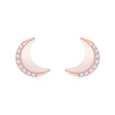 18K 紅色黃金鑽石/半寶石耳環