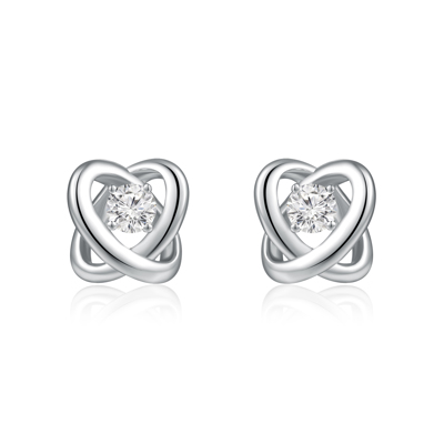 18K 白色黃金天然鑽石鑲嵌耳環