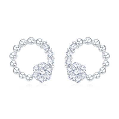 18K 白色黃金天然鑽石鑲嵌耳環