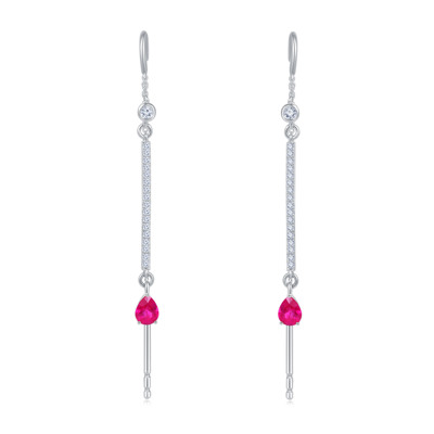 18K 白色黃金天然鑽石/寶石耳環