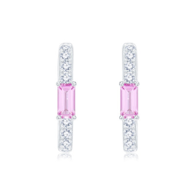 18K 白色黃金天然鑽石/寶石耳環