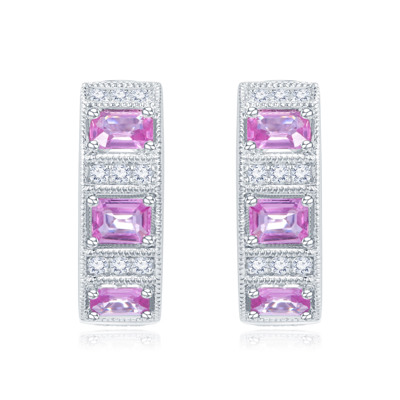 18K 白色黃金天然鑽石/寶石耳環