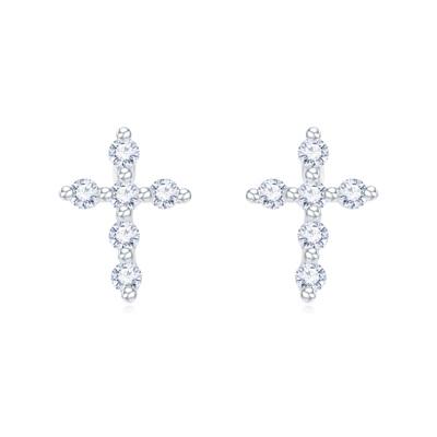 18K 白色黃金天然鑽石鑲嵌耳環