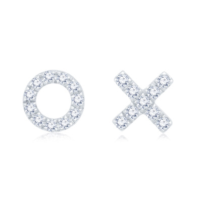 18K 白色黃金天然鑽石鑲嵌耳環