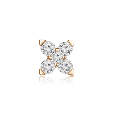 18K 紅色黃金天然鑽石鑲嵌單隻耳環