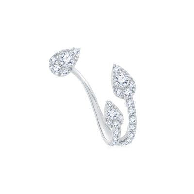 18K 白色黃金天然鑽石鑲嵌單隻耳環