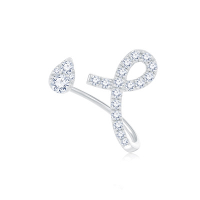 18K 白色黃金天然鑽石鑲嵌單隻耳環