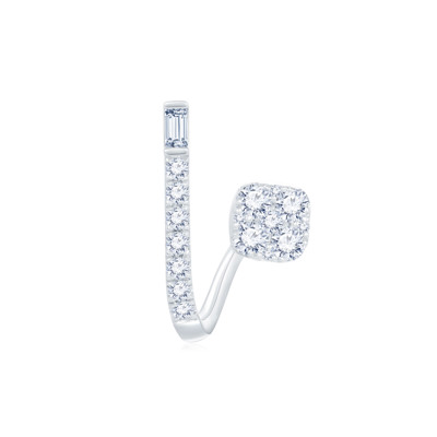 18K 白色黃金天然鑽石鑲嵌單隻耳環