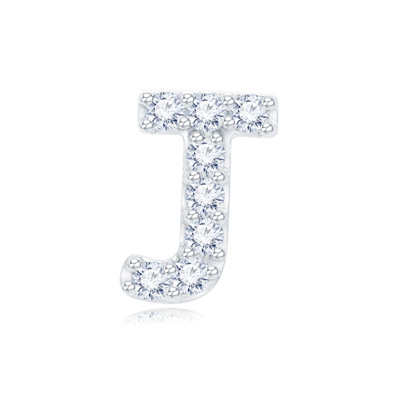 14K 白色黃金天然鑽石鑲嵌單隻耳環