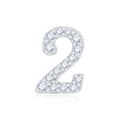 14K 白色黃金天然鑽石鑲嵌單隻耳環